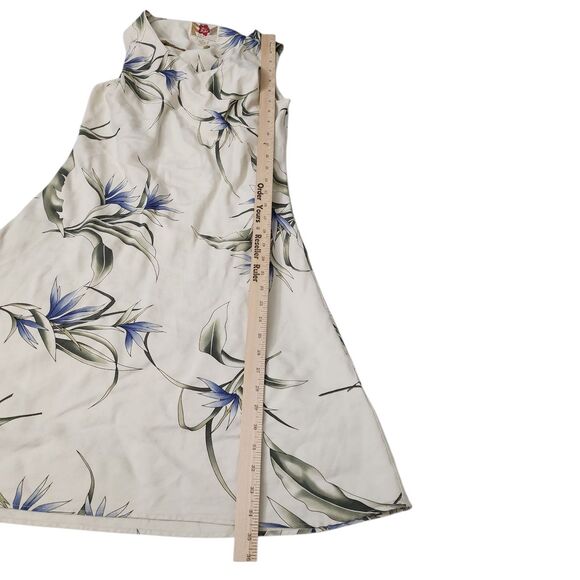 Hilo Hattie Tank Dress Womens Small Cream Hawaiian Silk Floral Sleeveless Aloha - Picture 8 of 8
